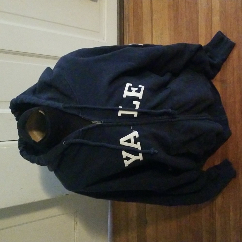 Yale, Champion, zippered, hooded, heavyweight sweatshirt, size XL, navy blue